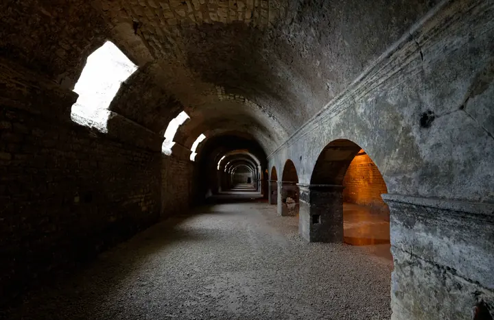 Cryptoportiques d'Arles, lumière évoquant le jour des anciens soupiraux